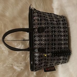 BLACK RHINESTONE TOTE